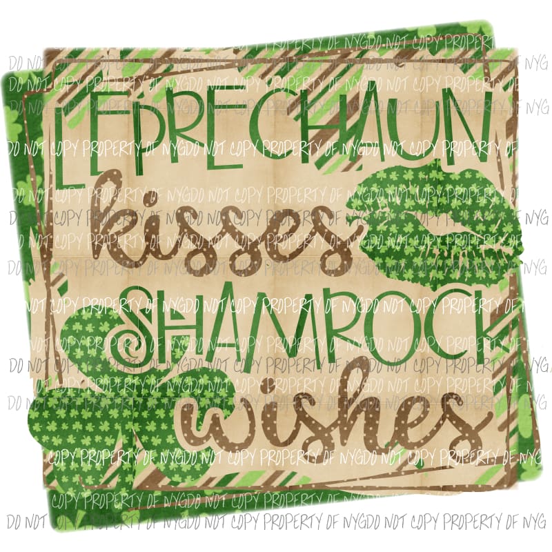 Leprechaun Kisses Shamrock Wishes boy Sublimation transfers Heat Transfer