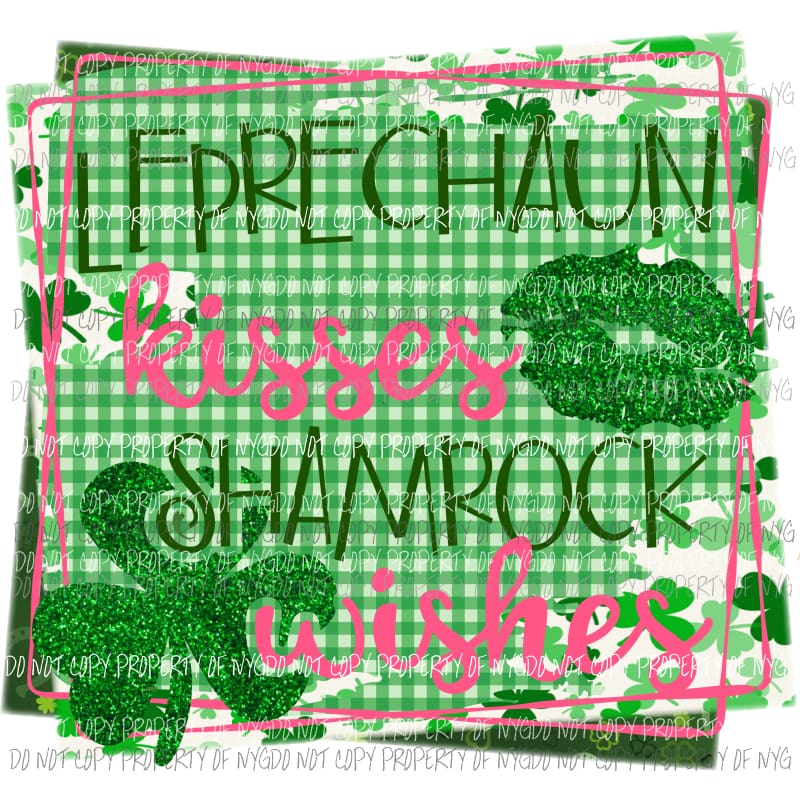Leprechaun Kisses Shamrock Wishes lips girl Sublimation transfers Heat Transfer