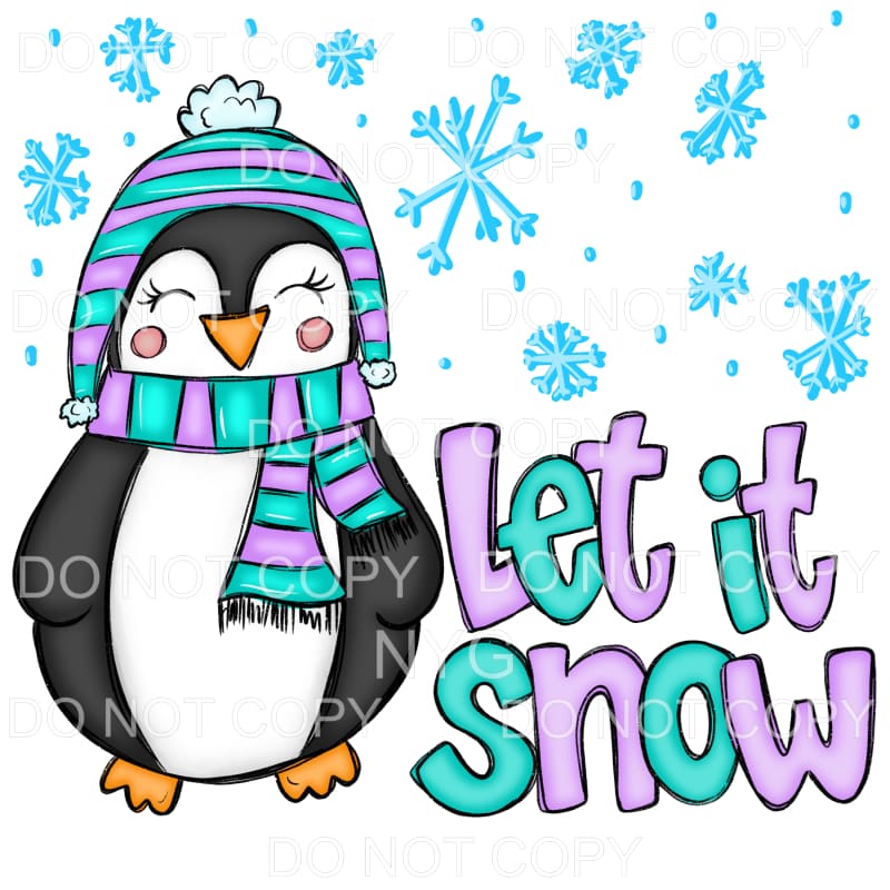Let It Snow Girl Penguin Sublimation transfers - Heat 