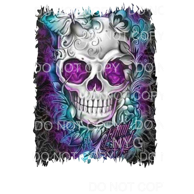 Lethal Angel Skull Purple And Blue Floral Sublimation 