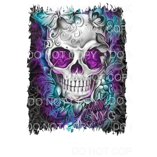 Lethal Angel Skull Purple And Blue Floral Sublimation 