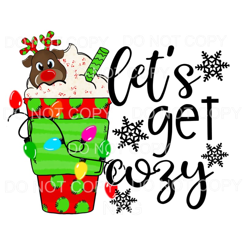 Let’s Get Cozy Coffee Cup Red Green Polka Dots Christmas 