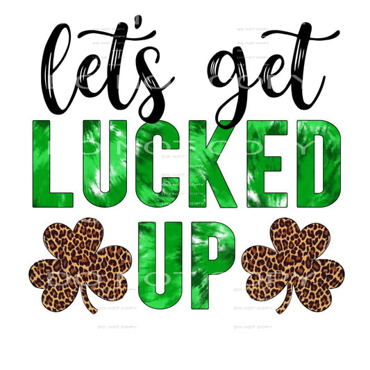 Let’s Get Lucked Up Tie Dye Clovers Leopard St Patricks Day 