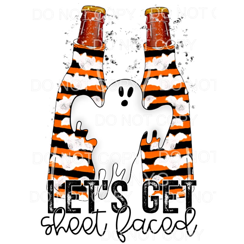 Let’s Get Sheet Faced Ghost Orange Black Stripe Bats Bottles
