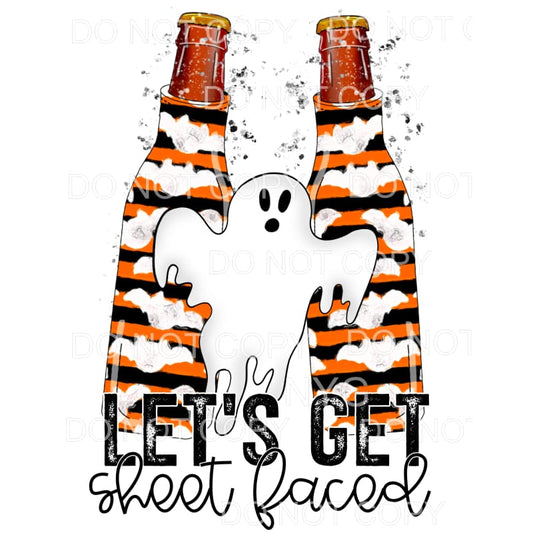 Let’s Get Sheet Faced Ghost Orange Black Stripe Bats Bottles