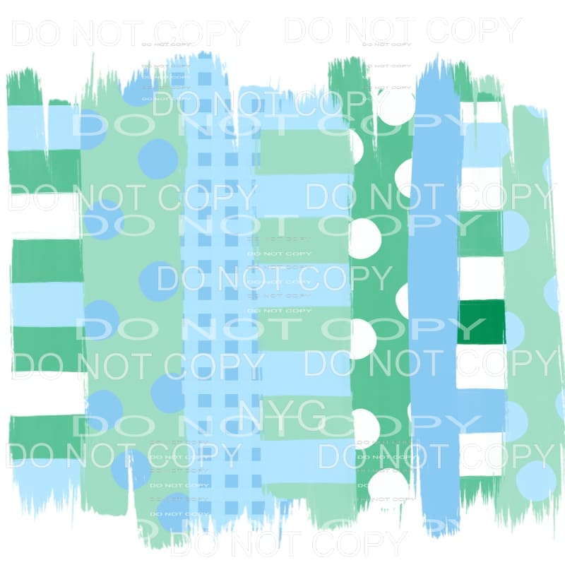 Light Blue Green Stripes Polka Dots Brush Strokes Sheet #717