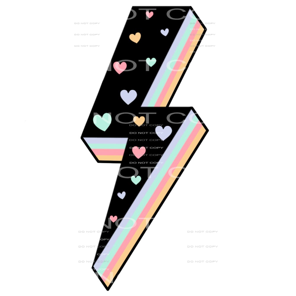 Lighting Bolt With Hearts #4211 Sublimation transfers - Heat