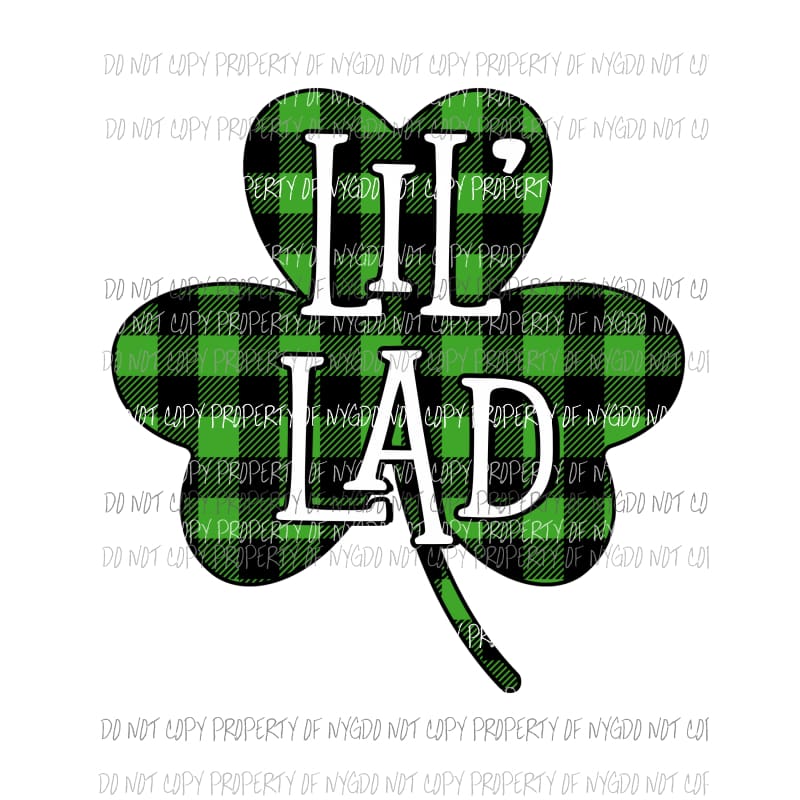 Lil Lad green buffalo plaid Sublimation transfers Heat Transfer
