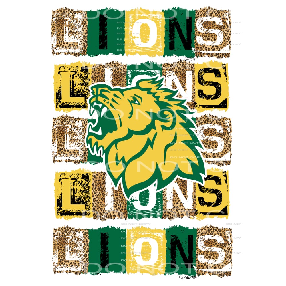 Lions Green and gold Block # 9991 Sublimation transfers - 