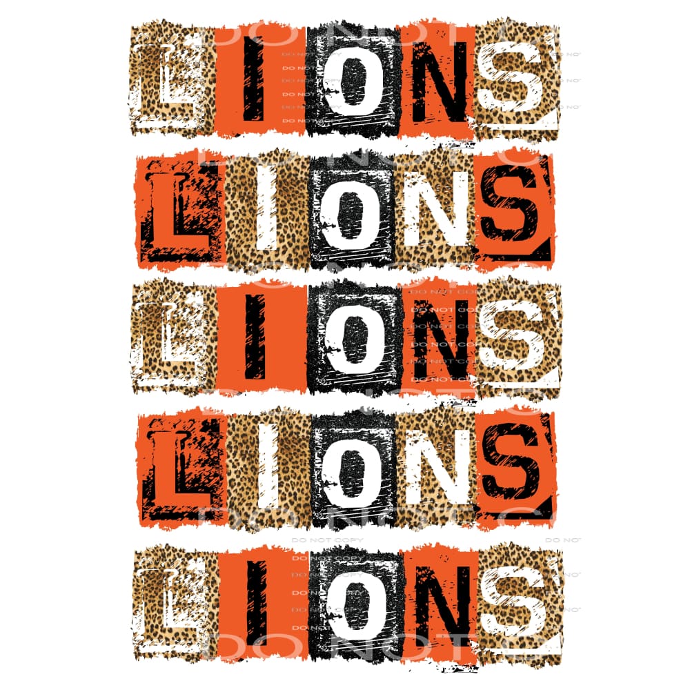 LIONS ORANGE BLACK BLOCK # 44551 Sublimation transfers - 