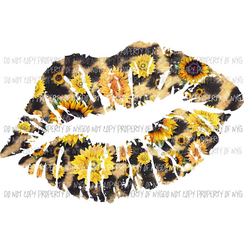 Lips leopard sunflower Sublimation transfers Heat Transfer
