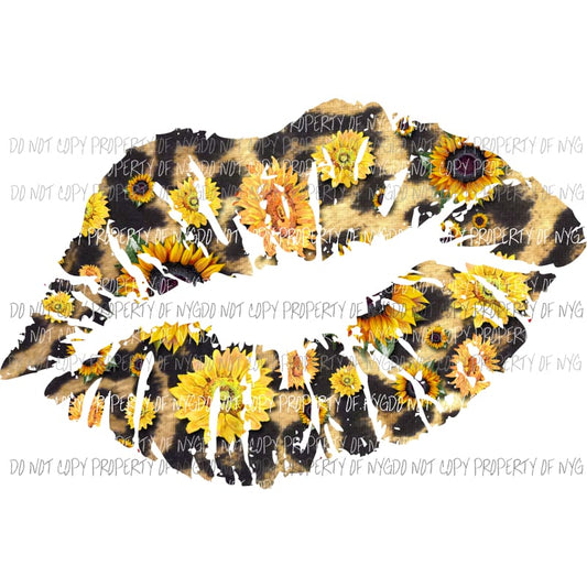 Lips leopard sunflower Sublimation transfers Heat Transfer