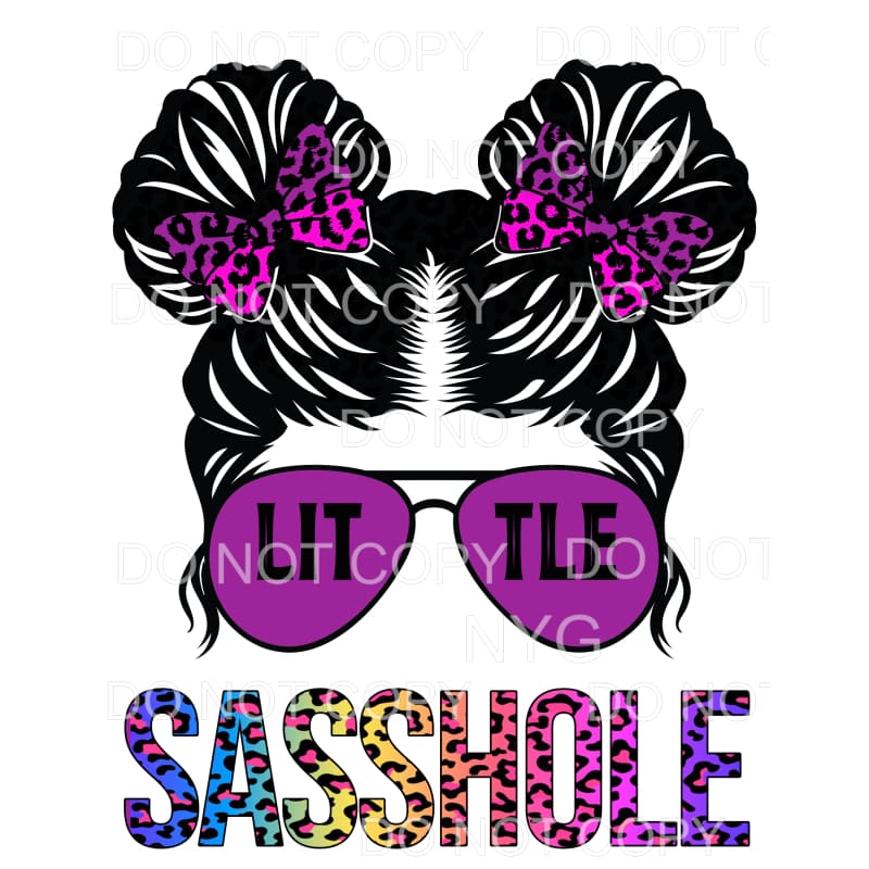 Little Sasshole Girl Pom Buns Purple Leopard #801 