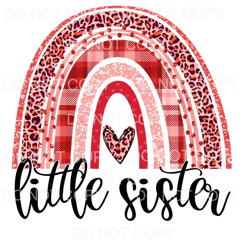 Little Sister Valentine Leopard Rainbow Sublimation 