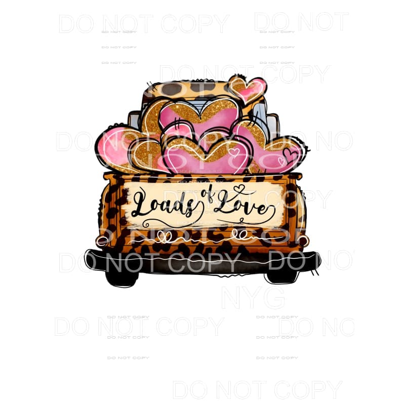 Loads Of Love Leopard Truck Pink Gold Glitter Hearts 