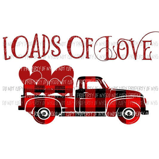 Loads Of Love red buffalo plaid truck hearts Sublimation transfers Heat Transfer