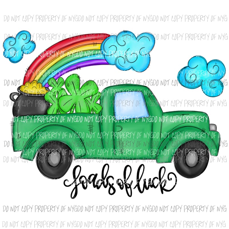 Loads Of Luck truck rainbow shamrocks green watercolor Sublimation transfers Heat Transfer