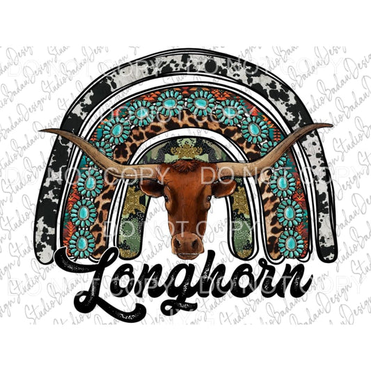 Longhorn Cattle Rainbow Cowhide Leopard Turquoise Western 