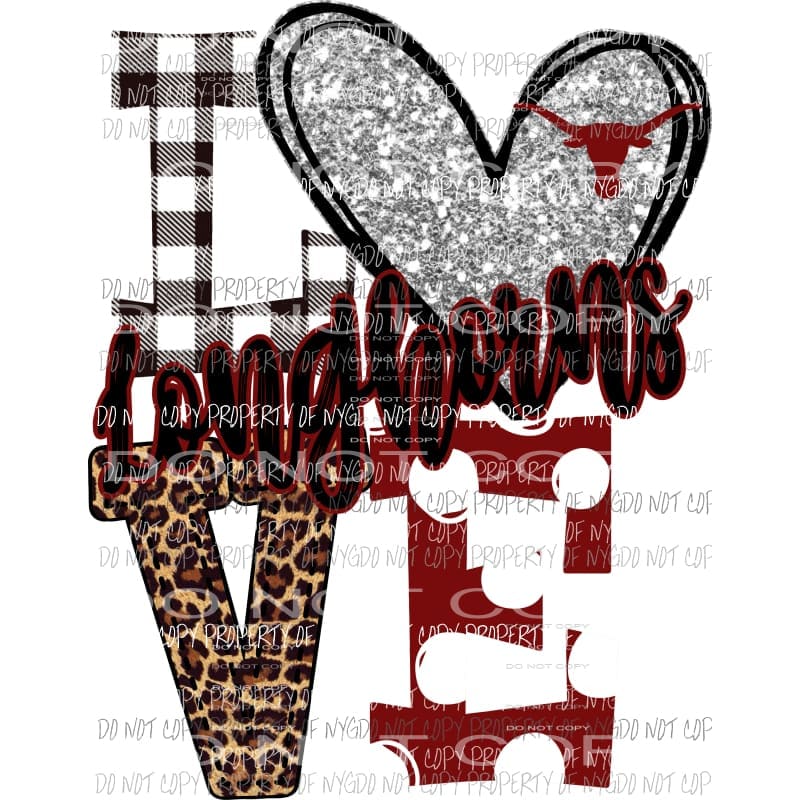 Longhorns love polka dot maroon Sublimation transfers Heat Transfer