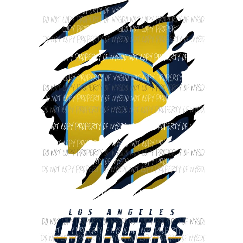 Los Angeles Chargers ripped design Sublimation transfers Heat Transfer