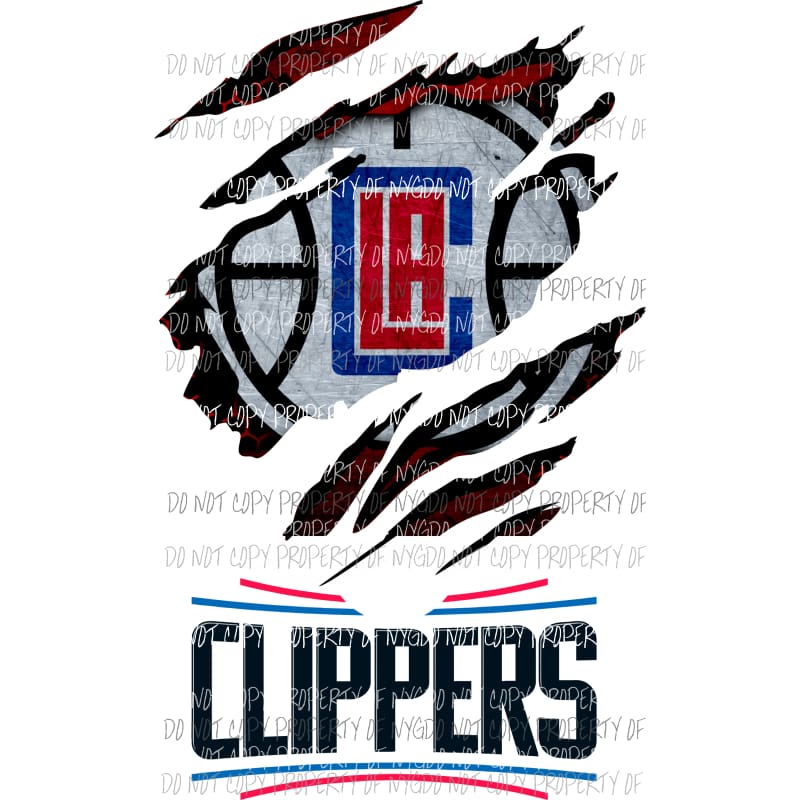 Los Angeles Clippers ripped design Sublimation transfers Heat Transfer