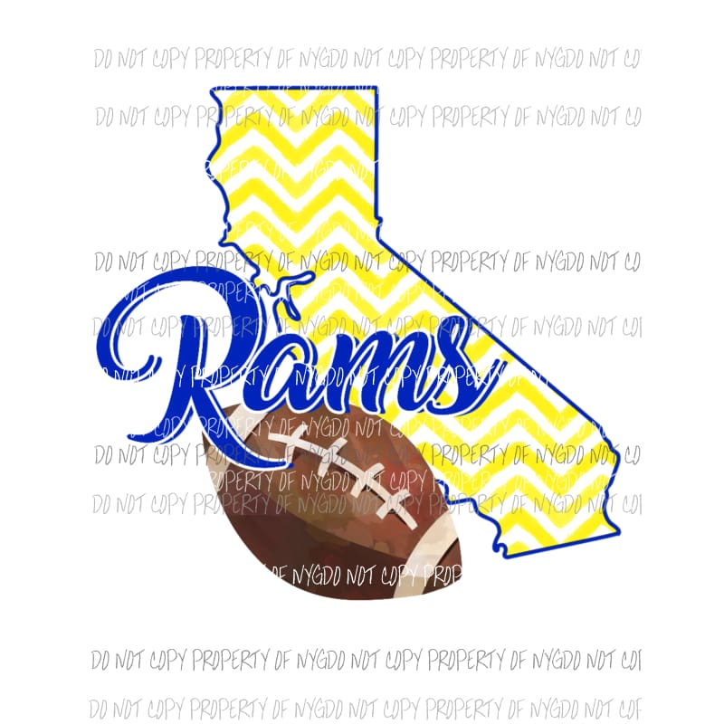 Los Angeles Rams football chevron state Sublimation transfers Heat Transfer