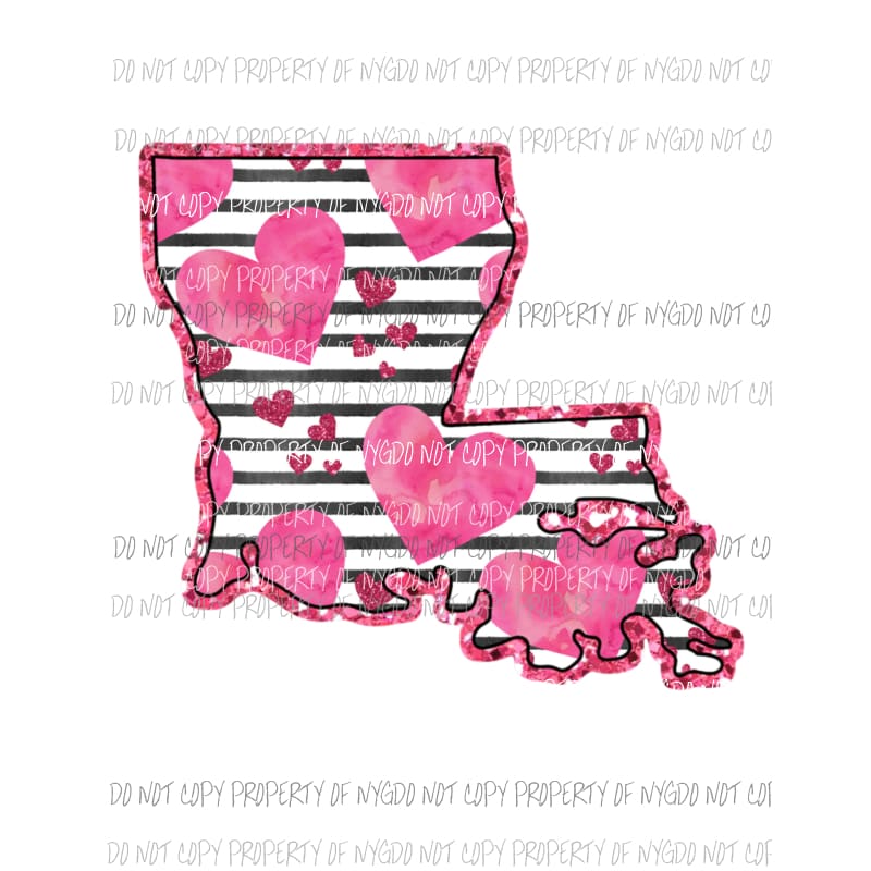 Louisiana pink hearts black stripes Sublimation transfers Heat Transfer