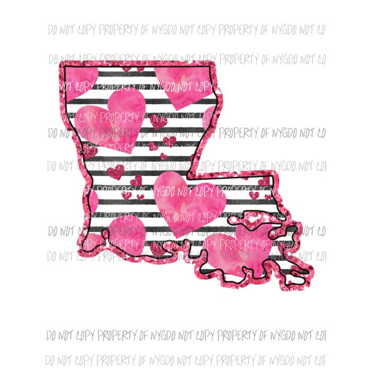 Louisiana pink hearts black stripes Sublimation transfers Heat Transfer