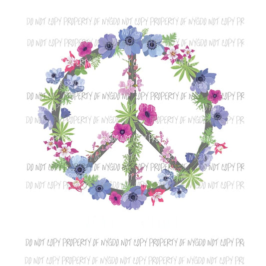 Love and Peace Floral Sublimation transfers Heat Transfer