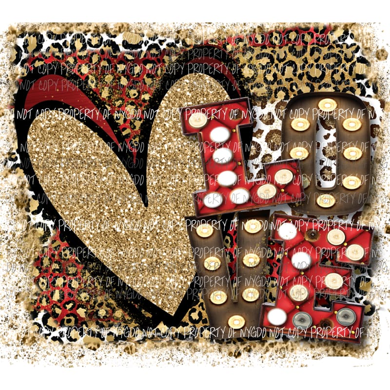 LOVE animal print marquee red heart Sublimation transfers Heat Transfer