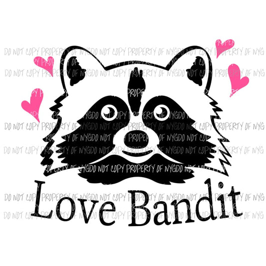 Love Bandit raccoon pink hearts Sublimation transfers Heat Transfer