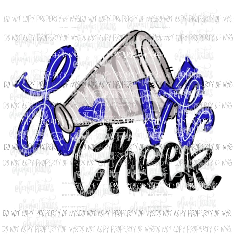 Love cheer Blue Sublimation transfers Heat Transfer