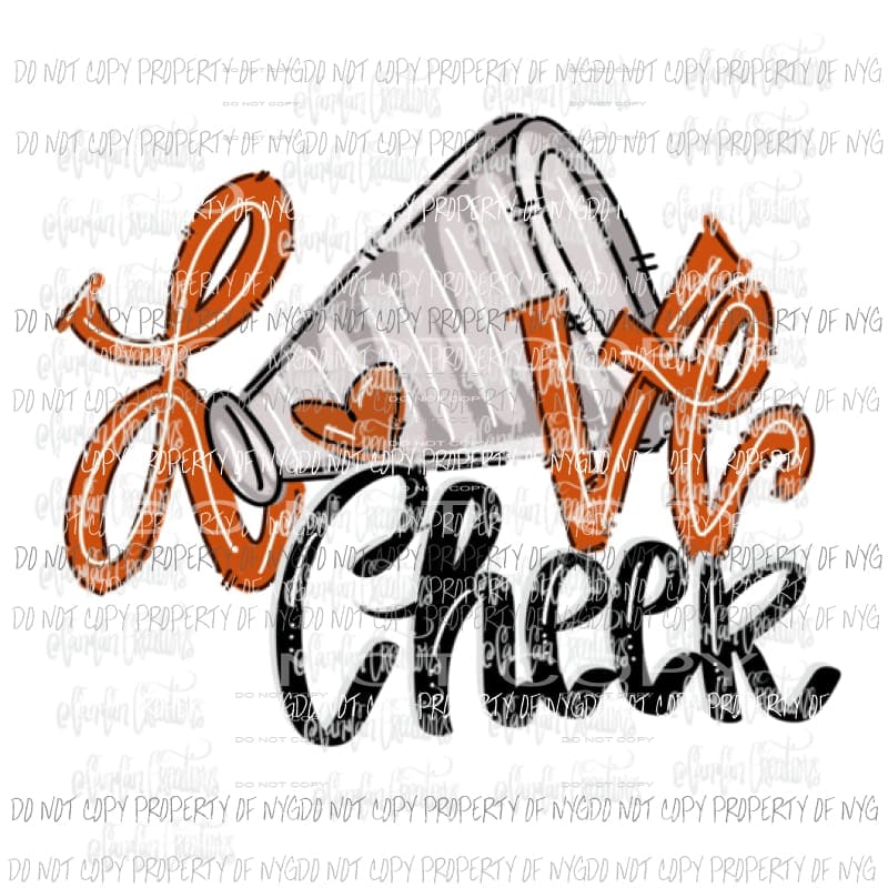 Love cheer Orange Sublimation transfers Heat Transfer