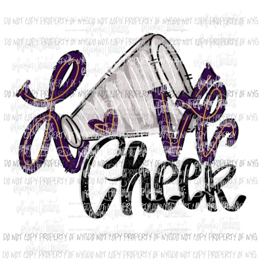 Love cheer Purple Sublimation transfers Heat Transfer