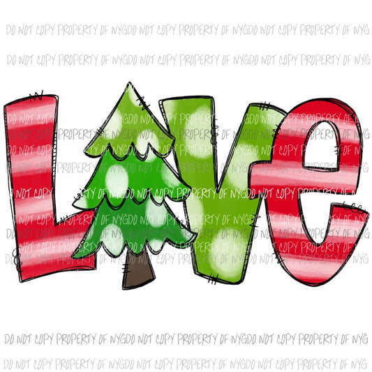 LOVE Christmas tree Sublimation transfers Heat Transfer