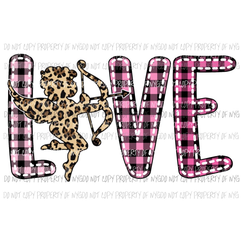 LOVE cupid leopard and plaid Sublimation transfers Heat Transfer