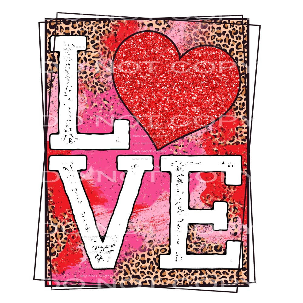 Love Distressed Red Heart Leopard Double Frame Valentines 