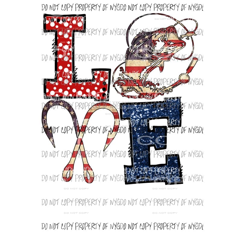 Love Fishing Flag Sublimation transfers Heat Transfer