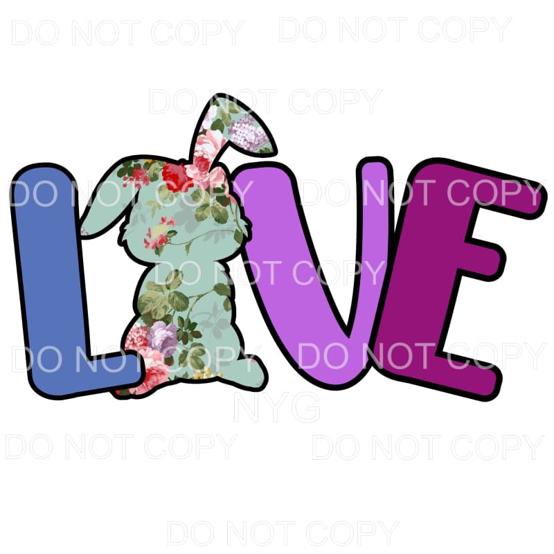 Love Floral Bunny Sublimation transfers - Heat Transfer