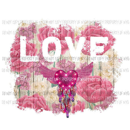 LOVE floral heart dream catcher Sublimation transfers Heat Transfer