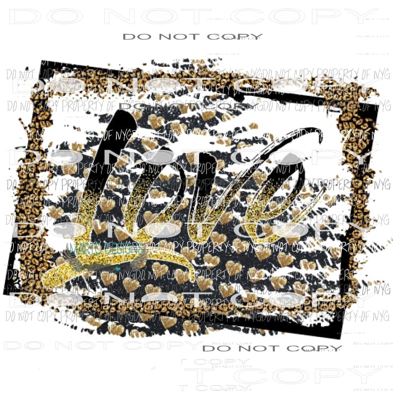 Love frame black and gold Sublimation transfers Love valentines day heart Heat Transfer