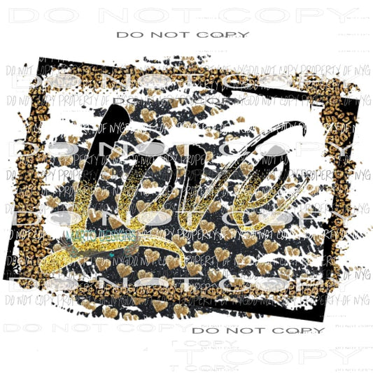 Love frame black and gold Sublimation transfers Love valentines day heart Heat Transfer