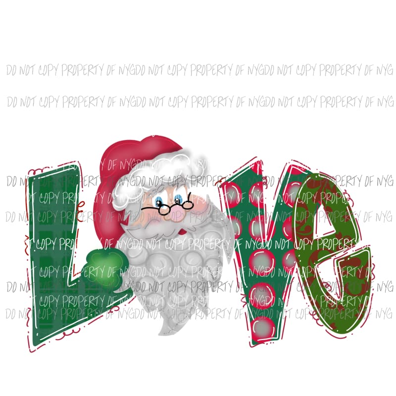 LOVE Green Santa # 1 Sublimation transfers Heat Transfer