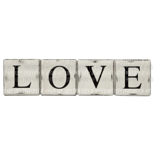 LOVE grey black blocks Sublimation transfers Heat Transfer