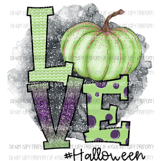 Love Halloween # 1 green pumpkin purple Sublimation transfers Heat Transfer