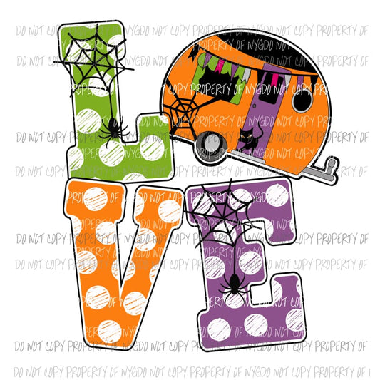 LOVE Halloween Camper # 2 fall Halloween Sublimation transfers Heat Transfer