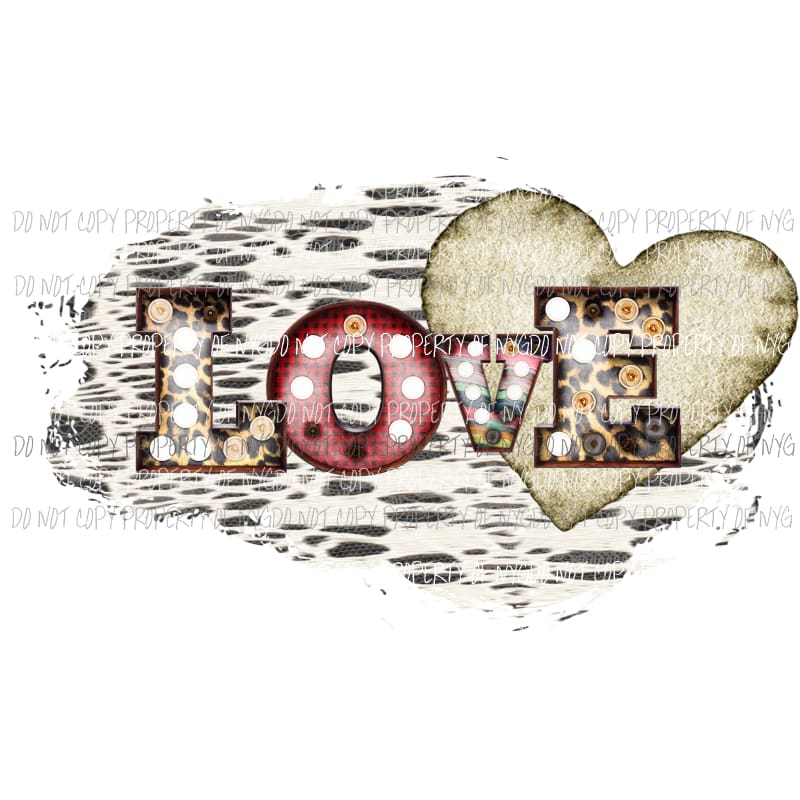 LOVE heart leopard marquee Sublimation transfers Heat Transfer