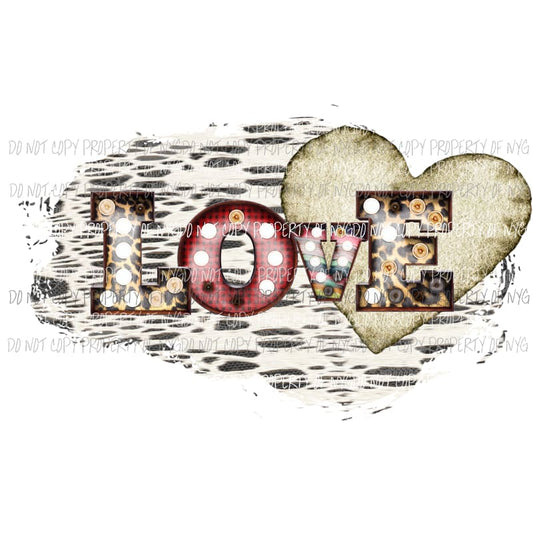 LOVE heart leopard marquee Sublimation transfers Heat Transfer