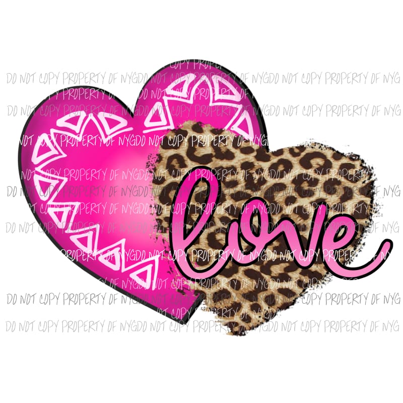 Love Hearts pink leopard Sublimation transfers Heat Transfer