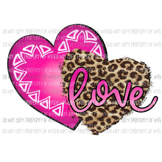 Love Hearts pink leopard Sublimation transfers Heat Transfer